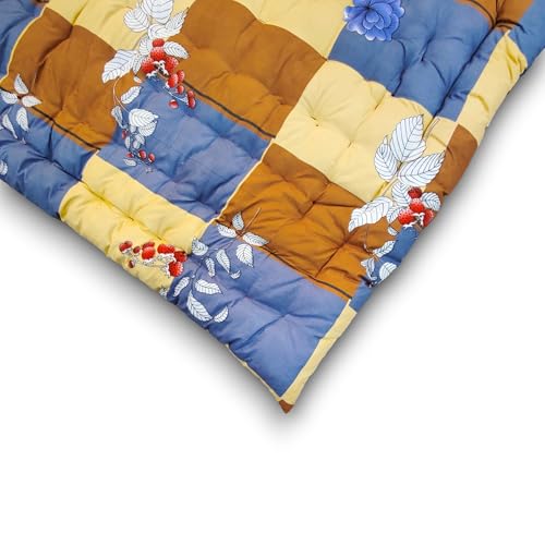 Image of Deevine Craft Soft Cotton Foldable Mattress - Lightweight, Firm Single Gadda | 3D Design Print, 72x36 Inches (3x6 ft) | Portable for Picnic, 1 Sleeping Capacity (Brown Check Mattress)