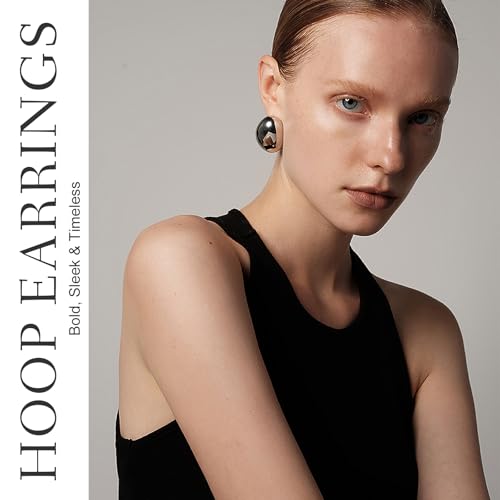 KELMALL 14K Gold Hoop Earrings for Women, Hypoallergenic Chunky Teardrop Round Non Tarnish Drop Statement Earrings for Sensitive Ears2