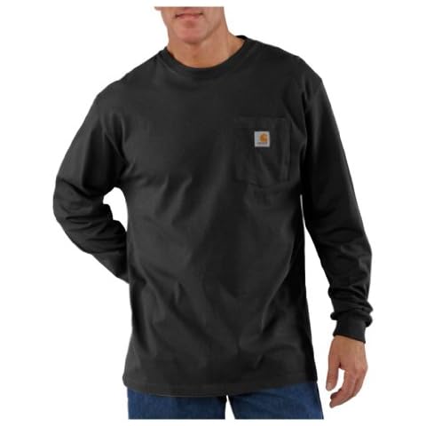 Carhartt Men's Loose Fit Heavyweight Long-Sleeve Pocket T-Shirt, Black, REG-XL Cover