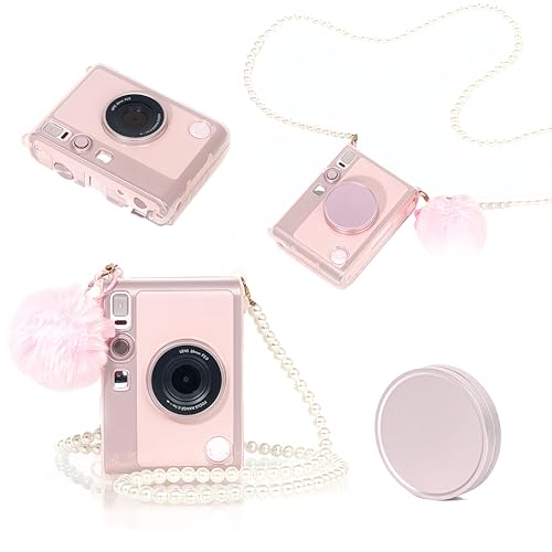 FUJIFILM instax mini Evo�Ή� 5-in-1 �����Z�b�g �����s���N�P�[�X�A�����Y�L���b�v�A�L�[�`�F�[���A�|���|���A�p�[���X�g���b�v�p(�N���X�^���P�[�X(�p�[���u���X���b�g:40cm)