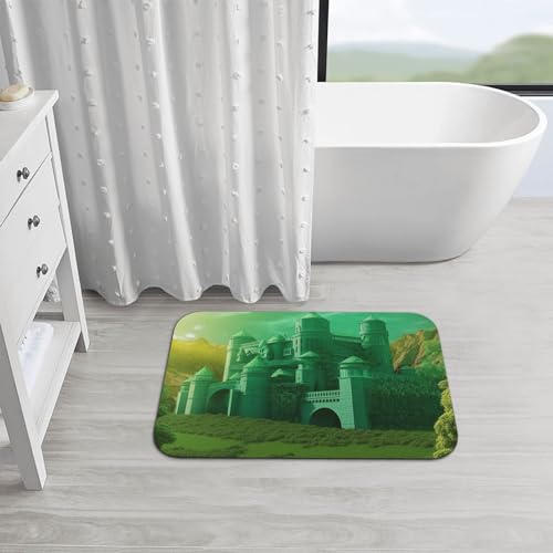 Tapis de douche super absorbant en diatomée vert château pour baignoire