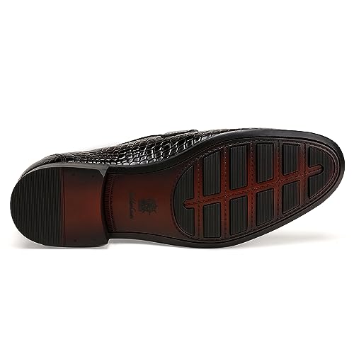 Image of Classic Leather Dress Shoes for Men, Premium Alligator Printed Bussiness Dress Slip on Loafer for Mens