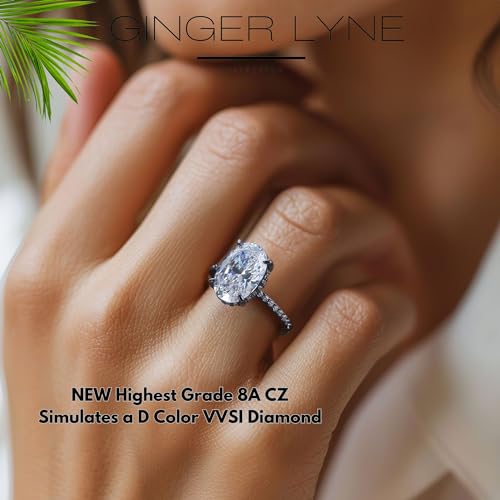 3 Carat Oval Black Engagement Rings for Women by Ginger Lyne | Cubic Zirconia Wedding Rings for Women Sterling Silver | Large 8A CZ Engagement | Travel CZ Simulated Promise or Bridal4