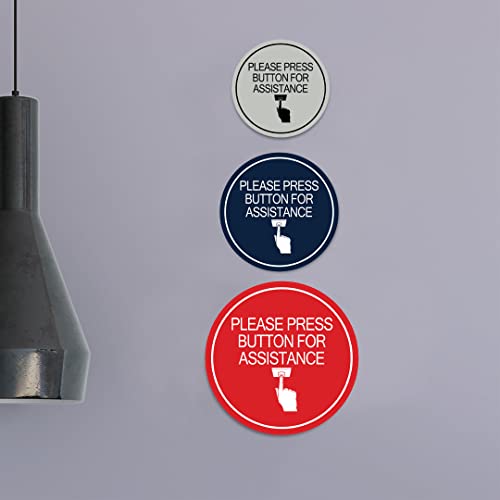 Panneau de Signalisation Noir et Doré Circle Please Press Button Size M