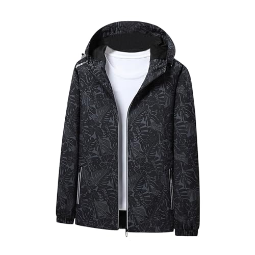 Chubasquero mujer con estampado de hojas cortavientos ligero impermeable tallas S a 5XL
