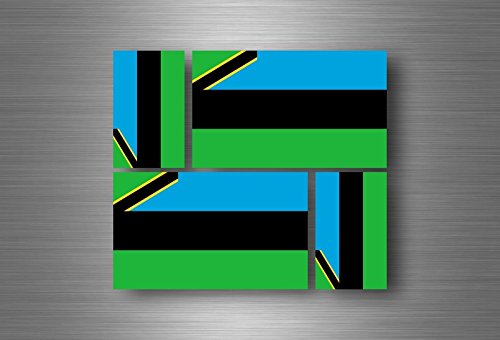Akachafactory 4X Autocollant Sticker Voiture Vinyl adhesif Drapeau Zanzibar Tanzanie
