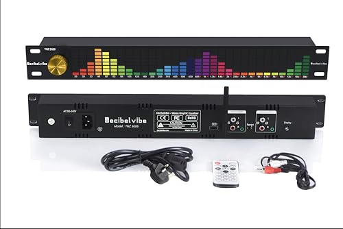 Decibelvibe TNZ SGE6 - Audio Graphic Equalizer with Rear RCA/3.5 Auxiliary Input and Output, Wireless Input through a Built-In Microphone, USB and Bluetooth Inputs, Preamp for Home, Pro (Gold)