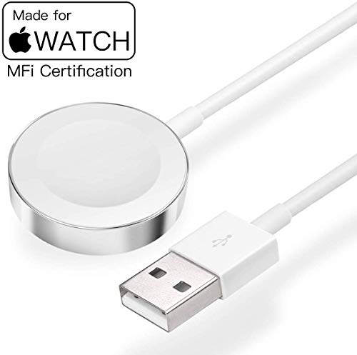 MIKLL Chargeur magnétique sans Fil Qi pour Apple Watch, Bloc de Code de câble USB Portable à Charge Rapide pour iWatch Series 4/3/2/1 38 mm 40 mm 42 mm 44 mm 3,3 pi (Blanc)