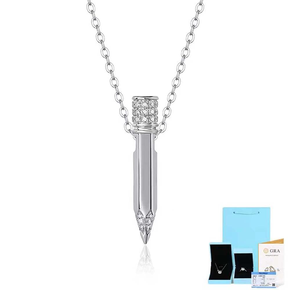 Collana Matita in Argento Moissanite per Donne Gifts di Laurea Studentessa Figlia Figlio
