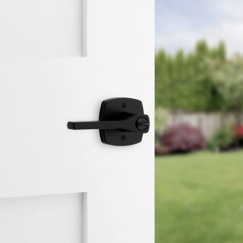 Kwikset Tripoli Dźwignia zamka drzwi wejściowych z miękką nowoczesną różą z technologią SmartKey w kolorze matowej czerni 97402-929