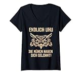 Damen Endlich Uhu Unter 100 kg Diät Abnehmen Outfit Geschenk T-Shirt mit V-Ausschnitt