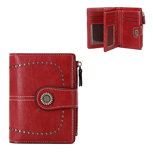 Listado de Carteras para Mujer , tabla con los diez mejores. 41 Cartera Pequeña para Mujer con Bloqueo RFID, Billetera Plegable de Cuero, Tarjetero, Billetera con Cremallera, Tarjetero con Ranura para Identificación - Rojo