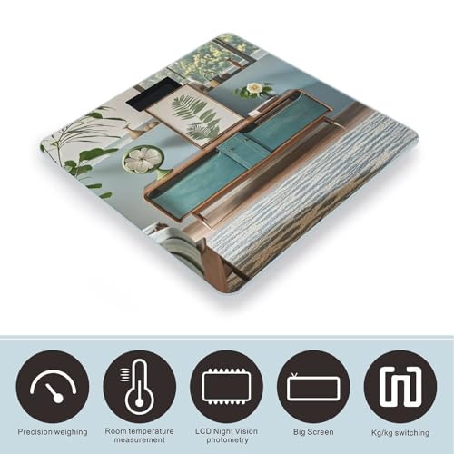 Báscula digital moderna para baño con plataforma amplia miniatura 3