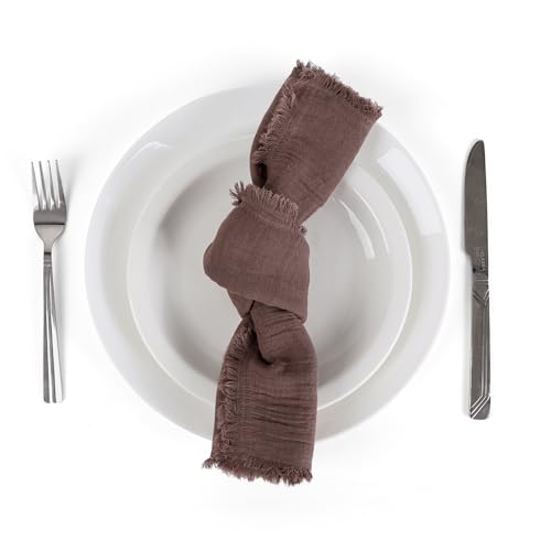 Servilletas de algodón natural con acabado de flecos para mesas de gala 3