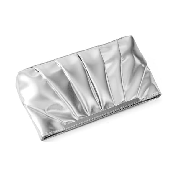 Clutch Purse Dressy Pleated Formal Evening Bag Simple Classy Handbag for Women