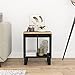 QZZCED Industrial Side Table with Storage, Solid Mango Wood Top and Black Frame for Living Room Bedroom Hallway