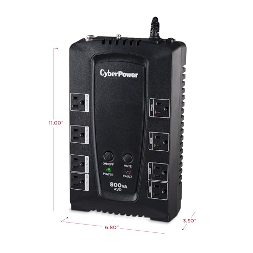 CyberPower CP800AVR AVR UPS Battery Backup and Surge Protector, 800VA/450W, 8 Outlets, Compact, UL Certified - image 5