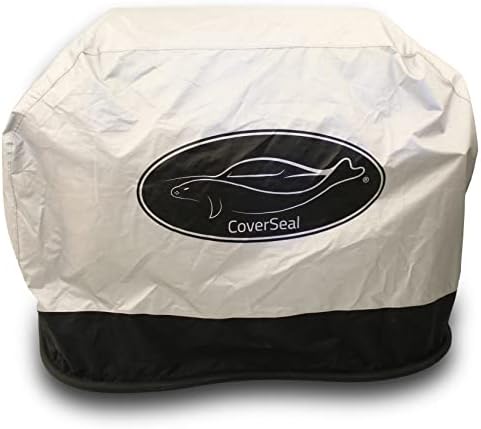 CoverSeal Large Grill BBQ Cover - Weather Resistant Apron for a 4-5 Burner Barbecue with Side Trays - Compact Seal from Ground Up - Silver - 69 Inches L x 24in W x 48in H'