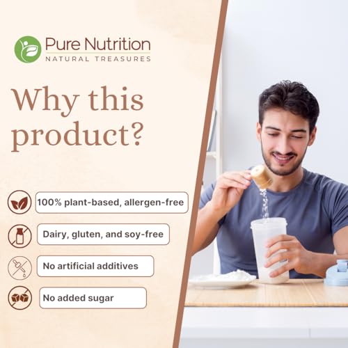 Image of Pure Nutrition Plant Protein Powder for Men, Women - Banana Strawberry - 500g, With Shaker (650ml) | Pea & Brown Rice Protein with Omega3, BCAA & Digestive Enzymes