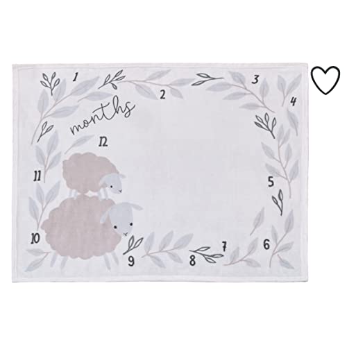 Image of NoJo Together is Better White, Gray, and Taupe Mama and Baby Lamb Milestone Blanket