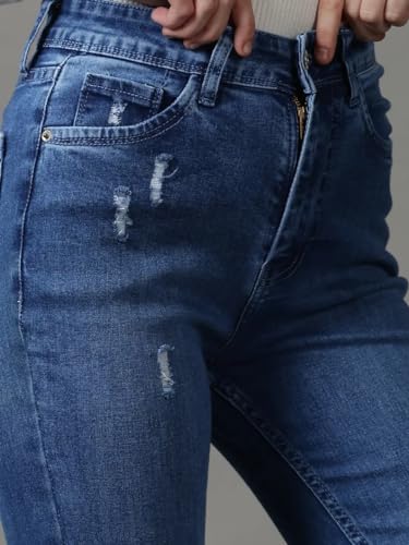 Image of SHOWOFFFF Women Bootcut Fit Jeans | Denim Jeans for Womens | Mid-Rise Regular Length Jeans for Women's