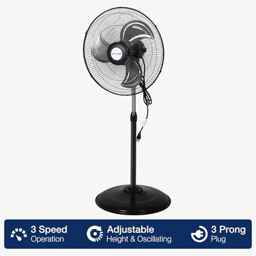 Image of BILT HARD 3900 CFM 18 inch High Velocity Pedestal Oscillating Fan, 3-Speed Heavy Duty Metal Standing Shop Fan with Aluminum Blades for Commercial, Residential, and Garage, UL Listed, 2 Pack