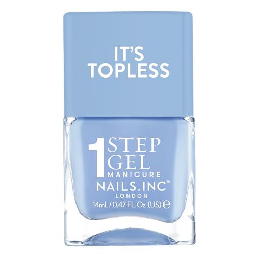 Image of Nails Inc It's Topless Gel-Like Nail Polish, 4-in-1 Base Coat, Treatment, Colour & Top Coat, Long Lasting, Strong, Chip Free Nails, Glossy Salon Quality Manicure, Air Dry Nail Polish, Kim, 14 ML