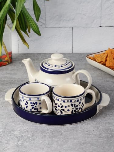 Image of miah decor Ceramic Tea Set with Kettle and Tray with 2 Cups