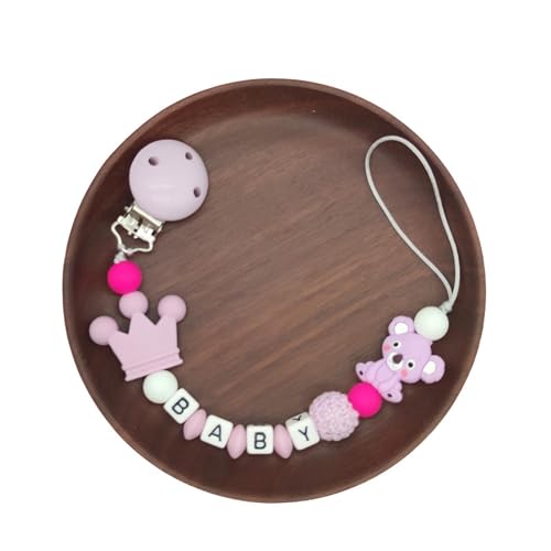 Image of Personalized Pacifier Clips with Name Custom Silicone Beaded Chain Pacifier Holder Stroller Gifts for Baby Boys Girls