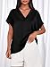 MASCOMODA Womens V Neck Silk Satin Tops Dressy Short Sleeve Work Blouses Spring Summer Loose T Shirts Business Casual Outfits(Black,Large)