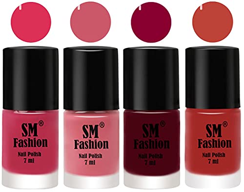Image of Nail Polish Combo Set (Pack of 4) Quick Dry Gel Finish Nail Paint | Dusty Pink,Nude Pink,Boysenberry,Dark Nude | 7 ml Each