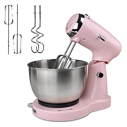 HIZQ Batidora Amasadora Movimiento Orbital, Capacidad 3.2 L, Bol De Acero, 5 Funciones (Amasar Batir Mezclar Montar Emulsionar), 5 Velocidades, 350 W,Rosado