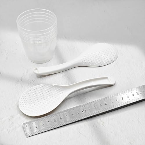 Set de 7 vasos medidores de plástico 160ml y paletas para arroz miniatura 6