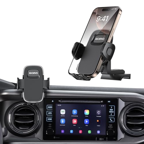 iGoevo Upgraded Tacoma Phone Mount for Toyota Tacoma 2016-2023, 3rd Gen Dashboard Clip Cell Phone Cradle, Adjustable Stand, Suitable for Most Smartphones