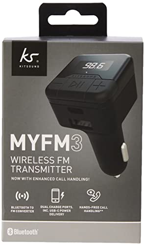 KitSound KSMYFM3 Bluetooth to FM Audio Converter, Multicolour