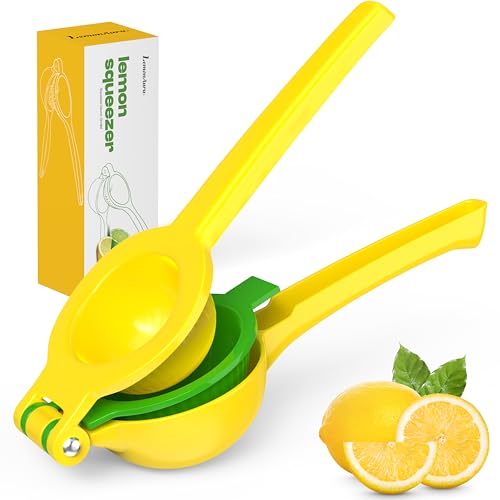 JUTSONS Lemon Squeezers Press for Effortless Squeezing. 2 in 1 Lemon Juicer squeezer to Extract Every Drop. Sturdy and Rustless Construction for Longevity, Easy Cleaning Citrus Juicer