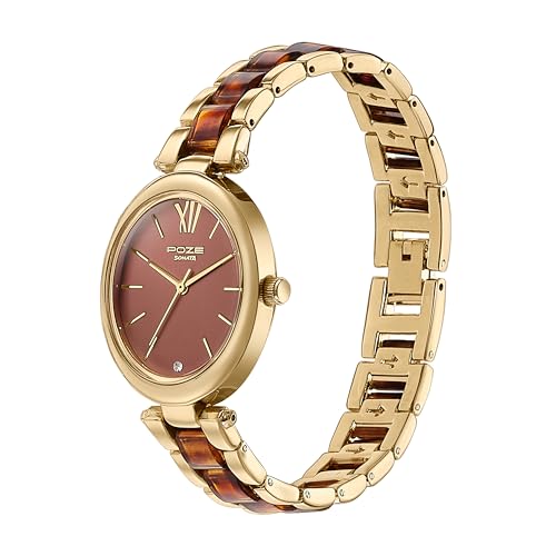 Image of Sonata Poze Quartz Analog Brown Dial Solid Link Strap Watch for Women