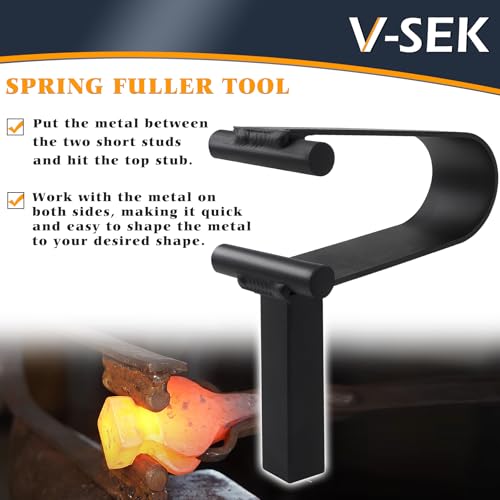 V-SEK 1 inch Blacksmith Anvil Hardy Hole Tools Set Blacksmithing Forging Tool with Spring Fuller, Hot Cut, Creasing Stake (3PCS)
