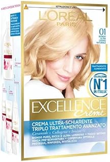 Excellence Juego de 3 01 Rubio Ultra Claro Natural Tinta y Color para el Cabello, Multicolor, única