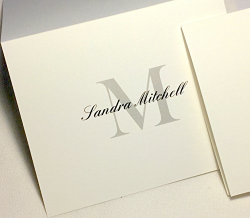 custom note cards - 50 Personalized Note Cards with Initial and Full Name. Matching Envelopes Included. Choose Large Script Initial in Blue or Block Initial in Grey/Black. Blank Inside. Optional Return Address Labels