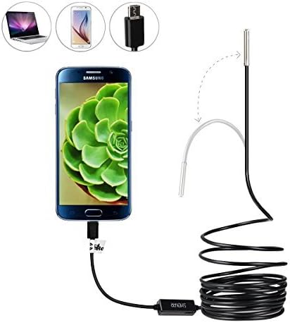 Ultra Slim 0.21 inch Dia. Probe USB Endoscope with Semi Rigid Cable USB Type C Adapter Borescope Waterproof Inspection Camera Snake Camera for PC Notebook and Android Device(5M/16.4ft Cable)