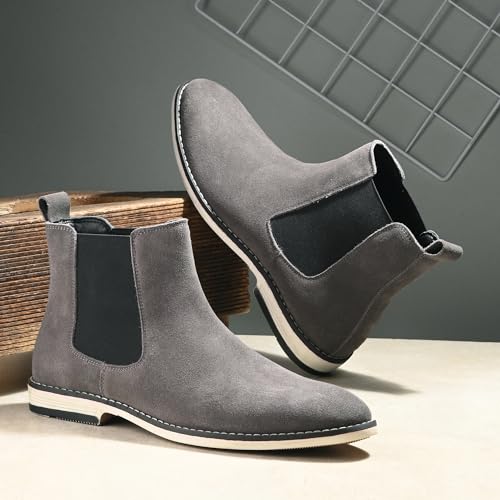 Image of Blue Leather By Centrino Genuine Leather Men's Formal and Casual Leather Boots | Versatile and Sophisticated Chelsea Boots for Every Season | Fashionable Elegant Boots for Any Occasion (3964)