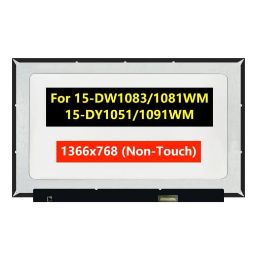 TFTcenter Tela LCD de substituição de 15,6 polegadas para HP 15-DW1083WM, 15-DY1051WM, 15-DY1091WM, 15-DW1081WM, L63568-001, tela LCD de 15,6 polegadas 30 pinos painel de exibição para laptop (Mate HD 1366X768