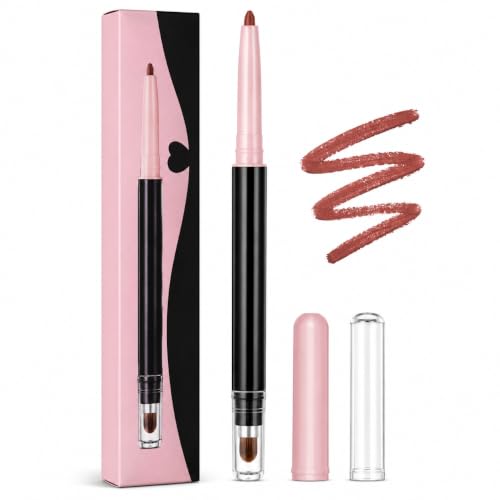 Image of Waterproof Lip Liner Pencil with Lip Brush | Long Wear Matte Lip Pencil | Smooth Glide Lip Contour Pen | Makeup Lip Definer for Women