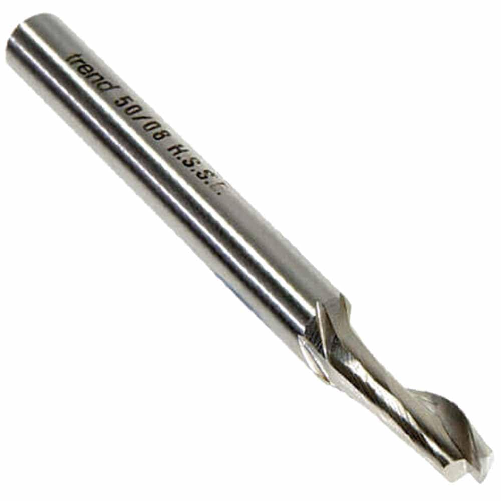 Trend Professionnel Fraise en Aluminium, Diamètre 5mm, Queue 8mm, Diamètre de Coupe 5mm & Longueur de Coupe 12mm, Acier Rapide, 50/05X8MMHSSE