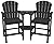 SERWALL Tall Adirondack Chairs Set of 2 with Double Layer Connecting Tray, HDPE Bar Height Outdoor Chairs, Wood-Like Adirondack Bar Stools for Patio, Balcony, Porch, Black