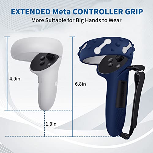 Controller Grips Cover For Meta/Oculus Quest 2,Anti-Throw Strap With Battery Opening,Extended Controller Grips Covers Suitable For Large Hands(Blue) #TOP1