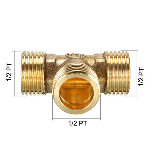 Conector tipo T uxcell con rosca macho de 1/2 PT para tuberías, pack de 2 unidades 3