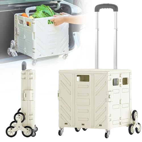 Carrito de la compra plegable, mango telescópico, ruedas de 360°, escalador, capacidad de 50 kg para viajes, camping, compras