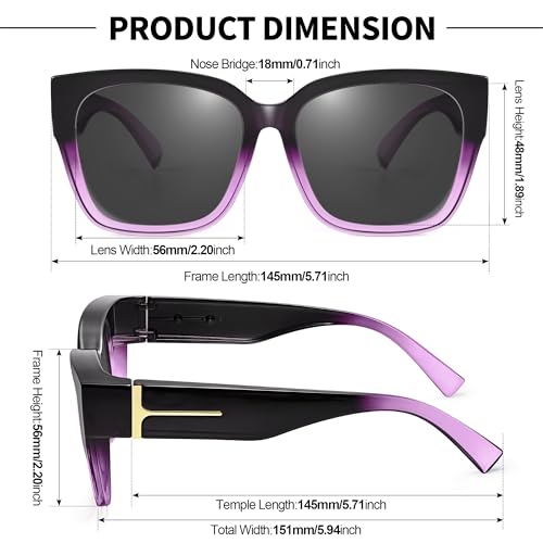 Image of URUMQI Polarized Sunglasses Fit Over Glasses Women Men UV400 Trendy Shades